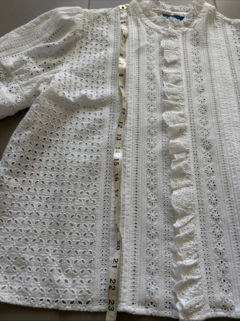 Polo by Ralph Lauren White Eyelet Ruffle Front Blouse nwot - Picture 10 of 17